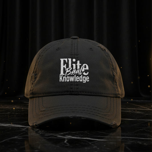 Embroidered 'Elite Baal Knowledge' Distressed Cap