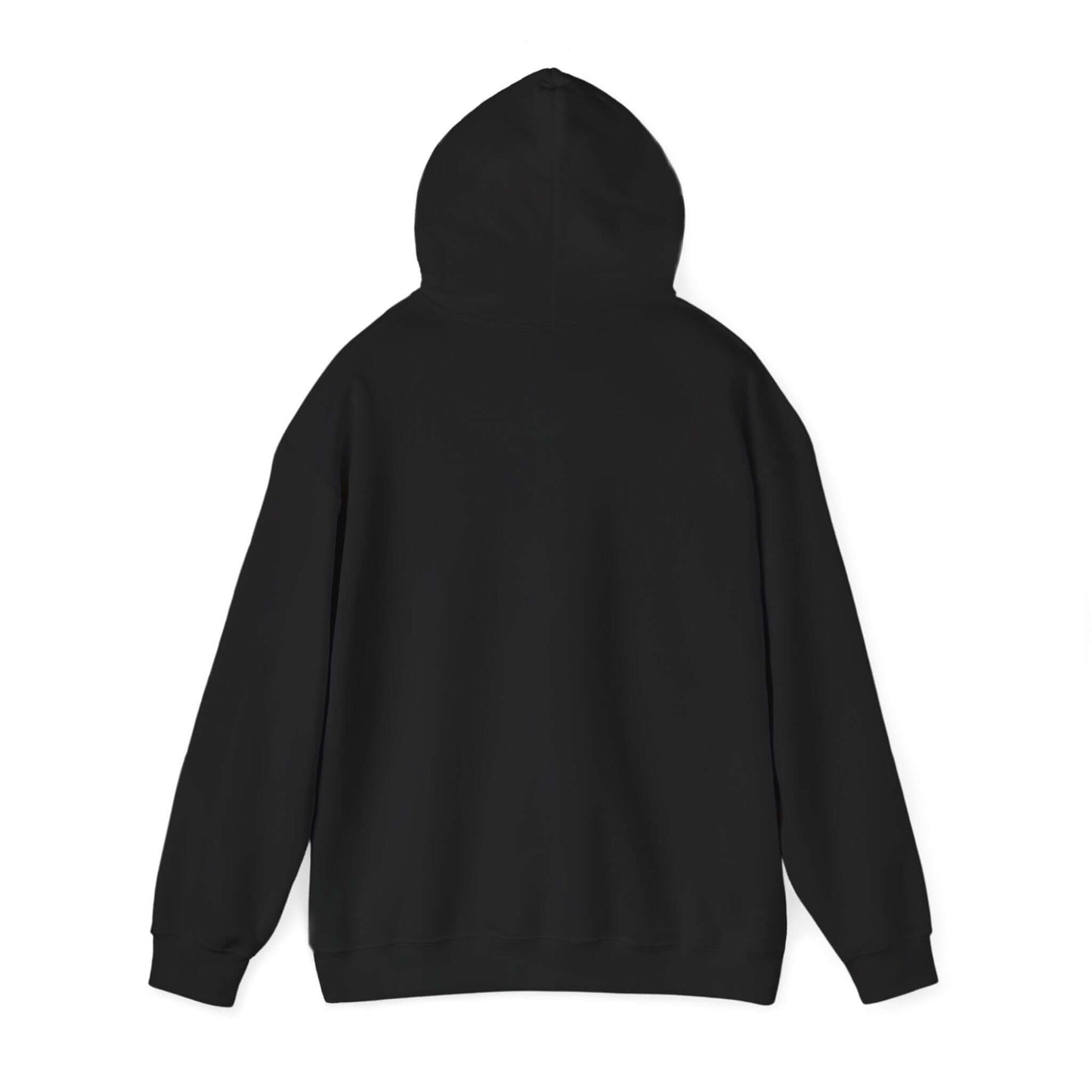 Back view of the Mystical Eye unisex heavy blend hooded sweatshirt, showcasing a cozy design and adjustable hood.
