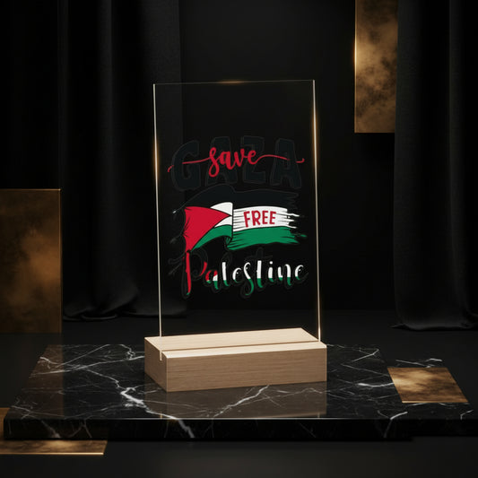 Save Gaza/FreePalestine Acrylic Sign with Wood Stand