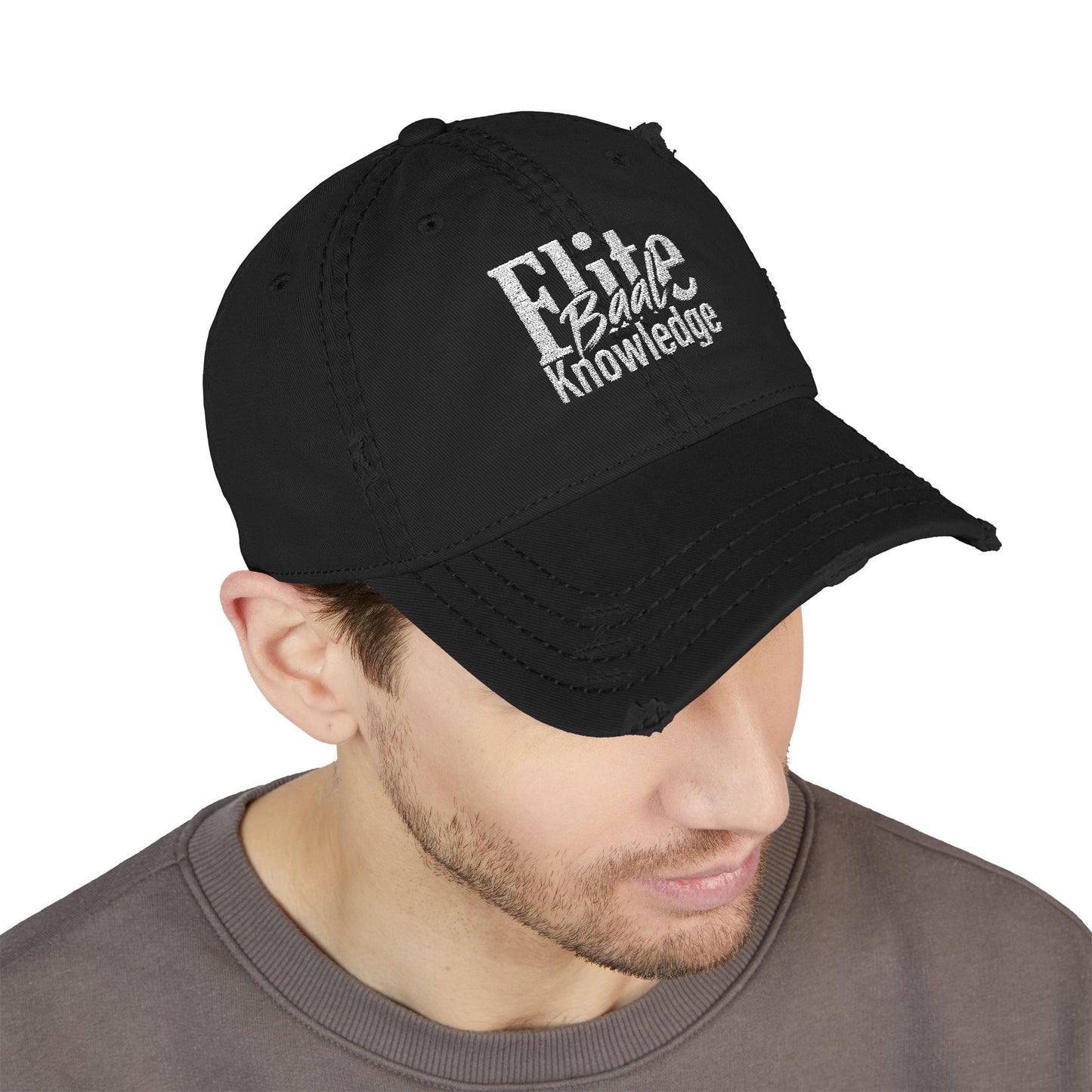 Embroidered 'Elite Baal Knowledge' Distressed Cap